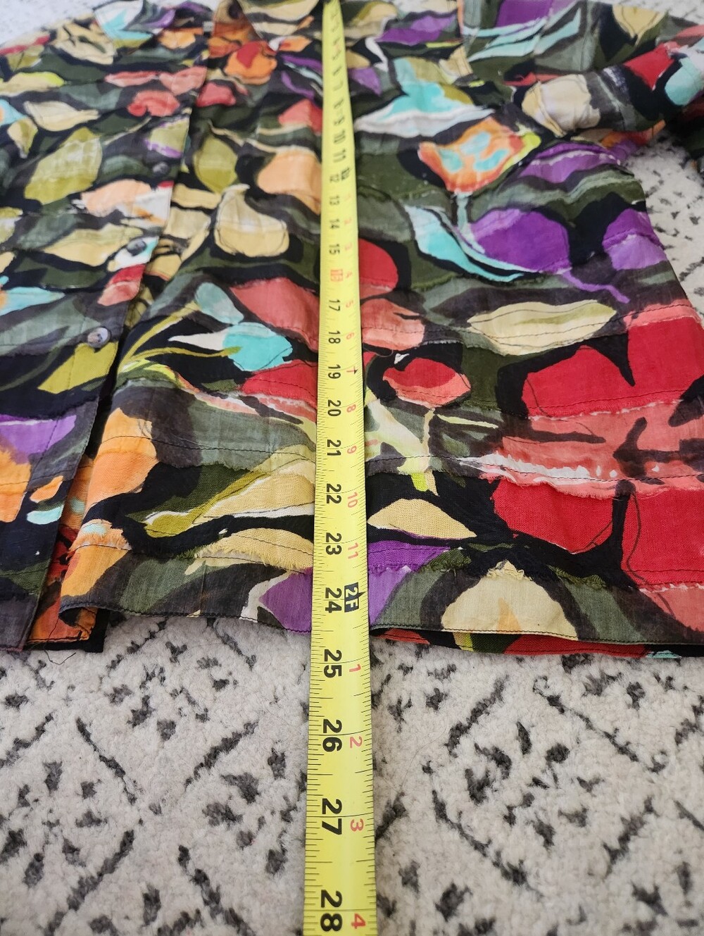 Chico's Artistic Floral Print Silk Linen Blend Jacket Size 3 (XL) – Lined - Picture 8 of 10